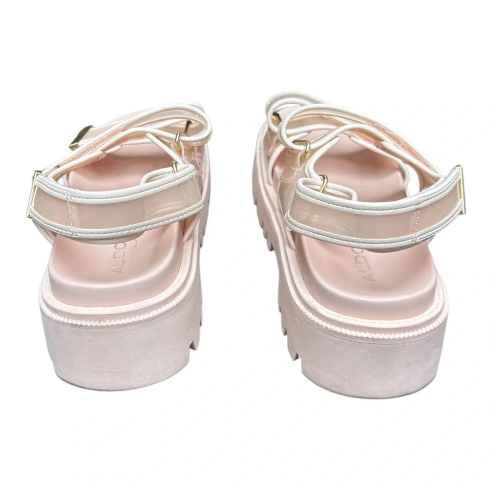 Aldo Women’s 6.5 SANNDY Pale Pink Chunky Platform Sandals with Adjustable Straps